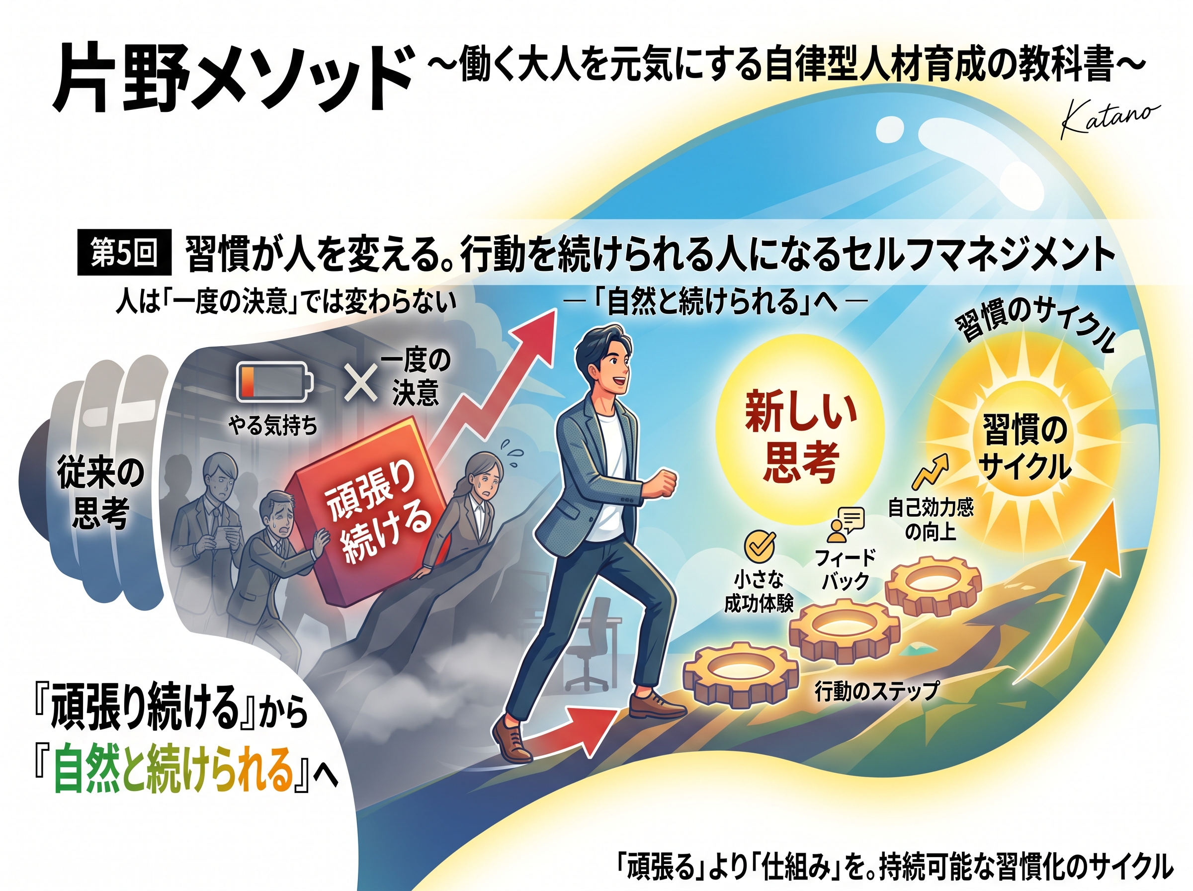 片野メソッド ～働く大人を元気にする自律型人材育成の教科書～第5回　習慣が人を変える。行動を続けられる人になるセルフマネジメント